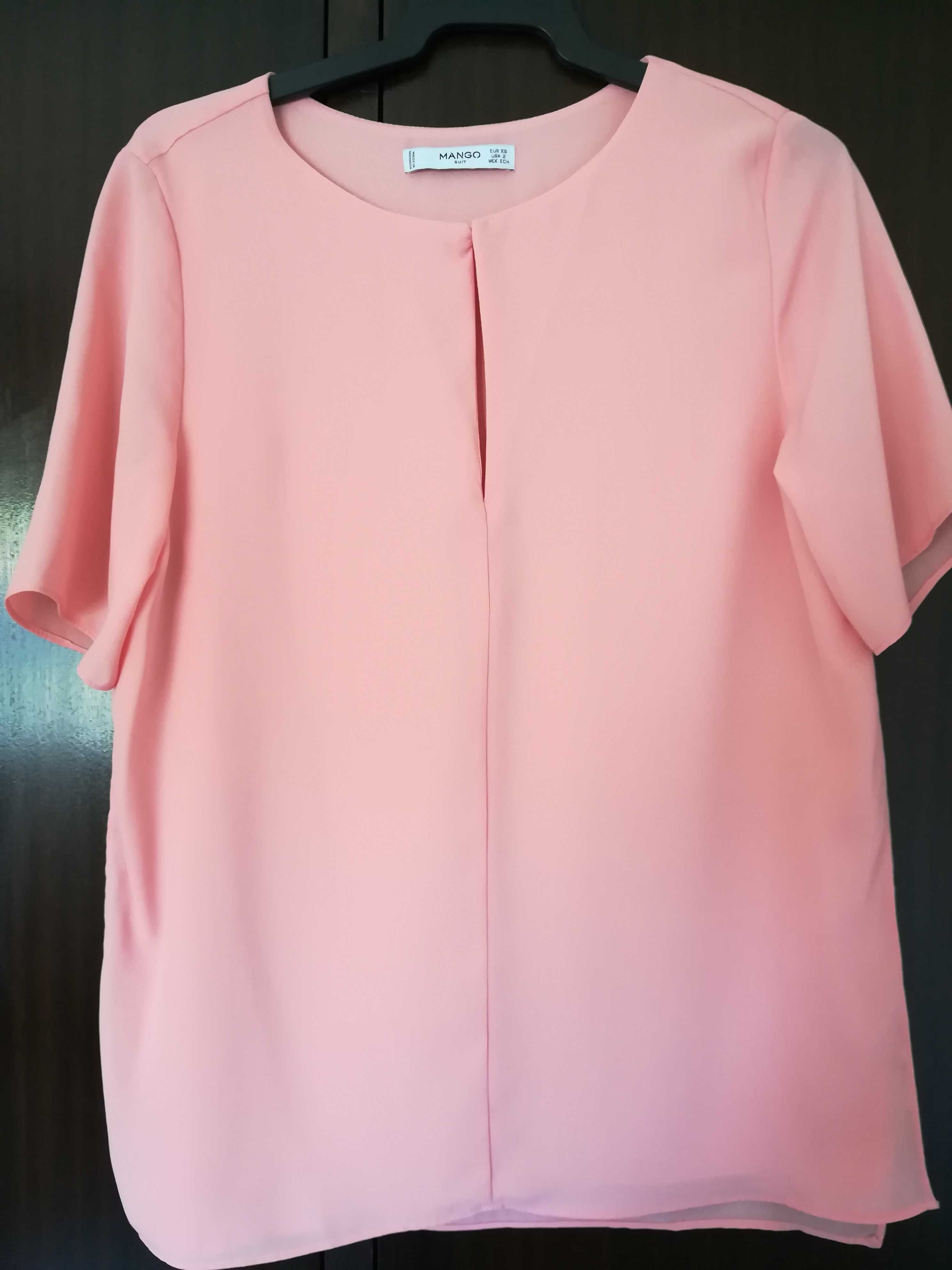 Blusa cor salmão, Mango, manga curta, tamanho XS, nunca usada