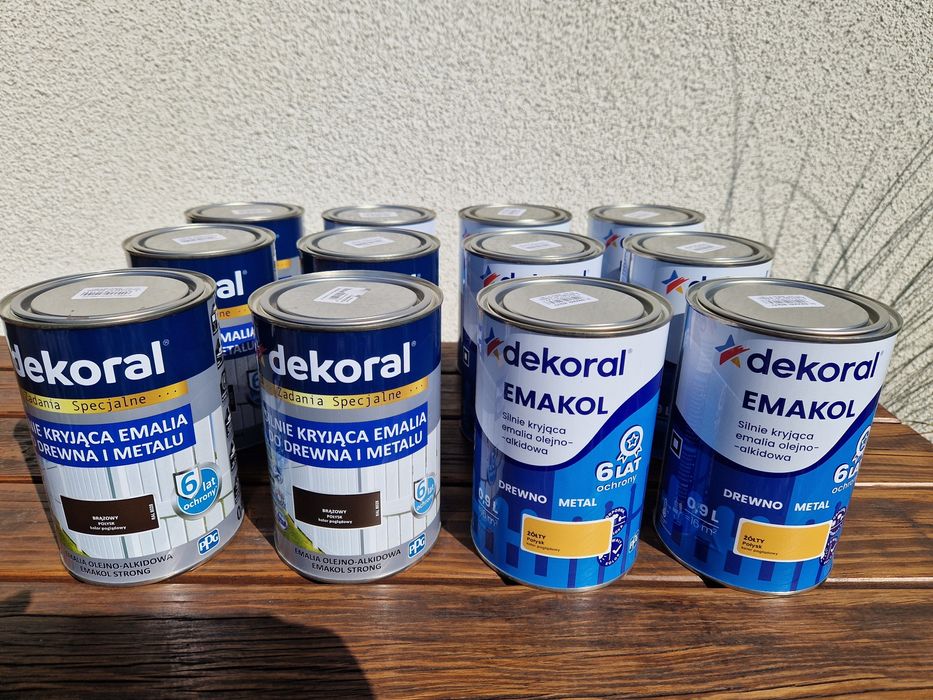 NOWE Puszki z farbą Dekoral, drewno, metal, farba, emalia 0,9l