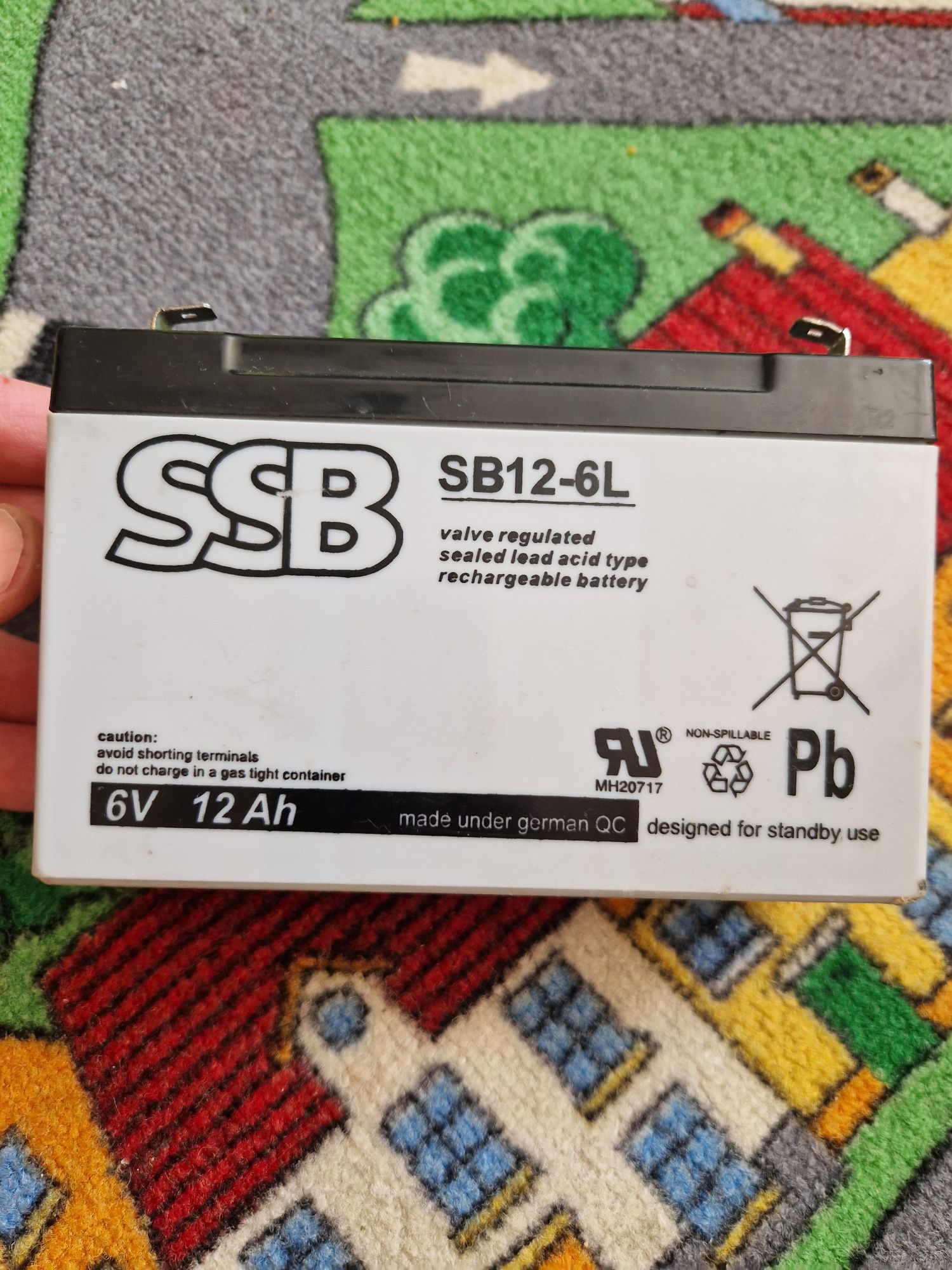Akumulator 6v 12Ah ssb  sb12-6l