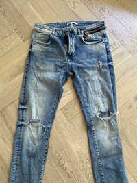 Męskie jeansy zara zamki przetarcia 46 L XL