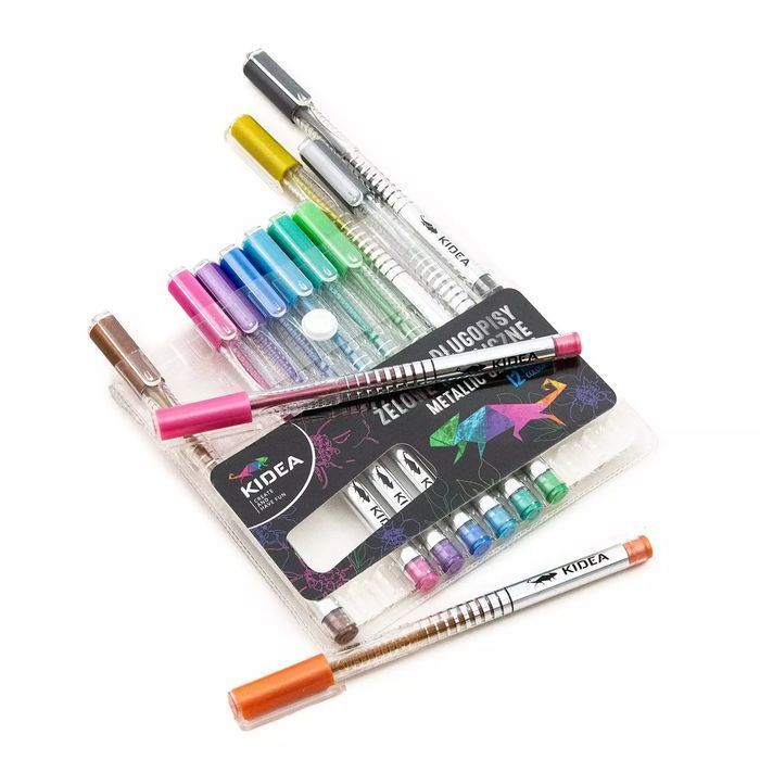 Długopisy żelowe metaliczne Kidea 12 kolorów. Derform