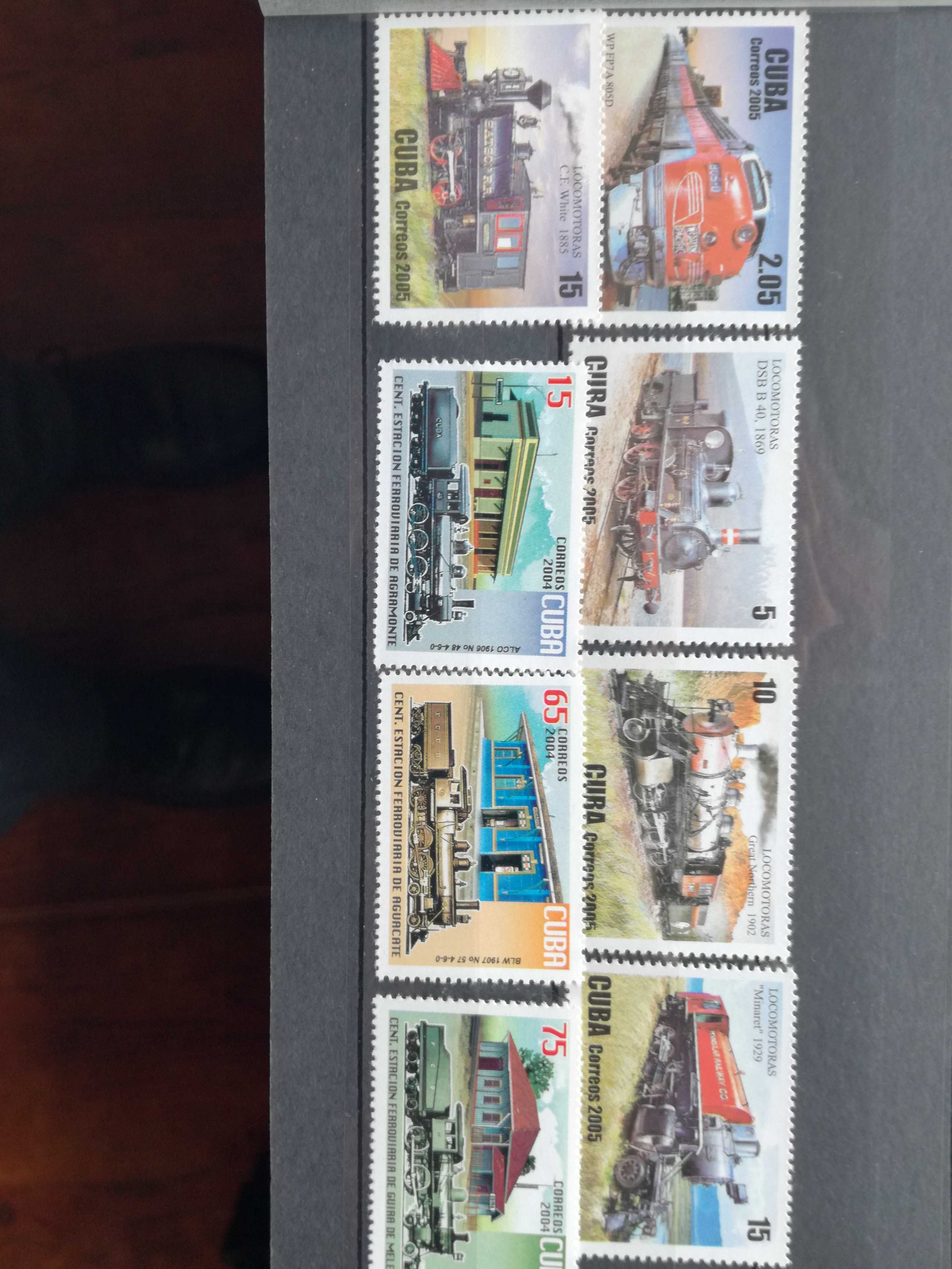 Vendo 2 series de selos de Cuba novos(Comboios)