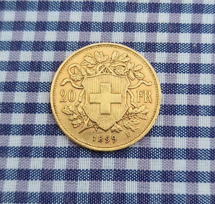 20 Francos Suiços Au 900‰ 1899 B 6,5g