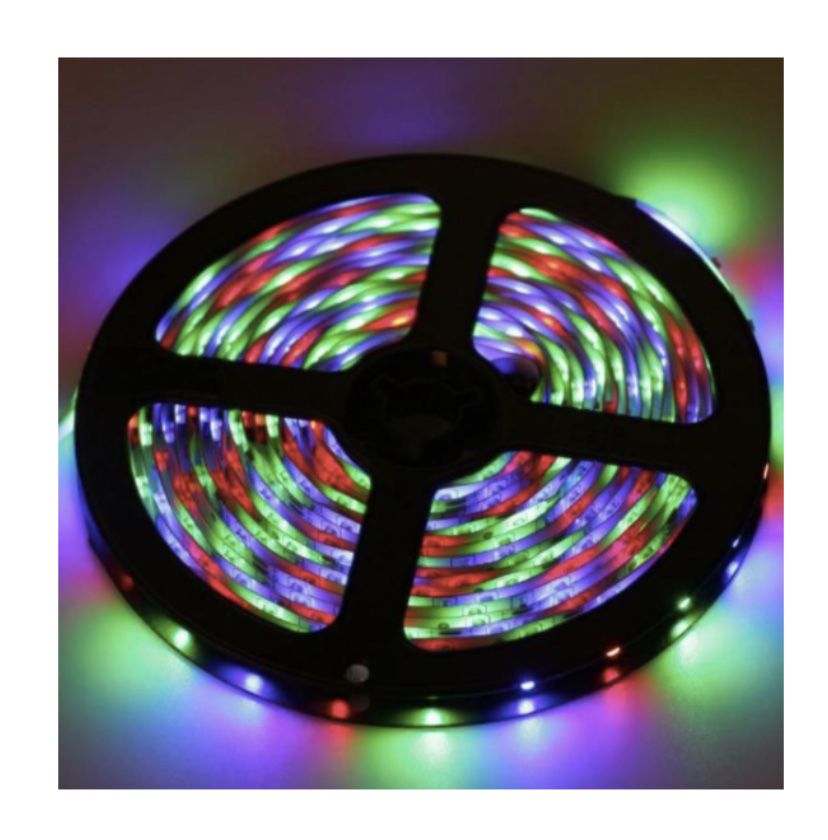 Лента светодиодная цветная LED RGB 3528 5м 12V 220В пульт