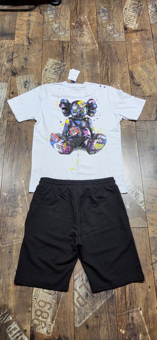 Off white męski komplet koszulka spodenki bawełna premium L
