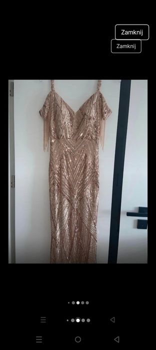 Przepiękna sukienka suknia maxi syrenka cekiny świadkowa wesele XS S