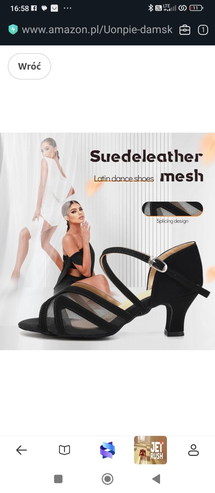 Damskie buty do tańca latynoamerykańskiego Uonpie, skórzane, wygodne,