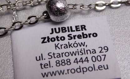 Srebrny łańcuszek ankier zdobiony kulkami 80 cm.