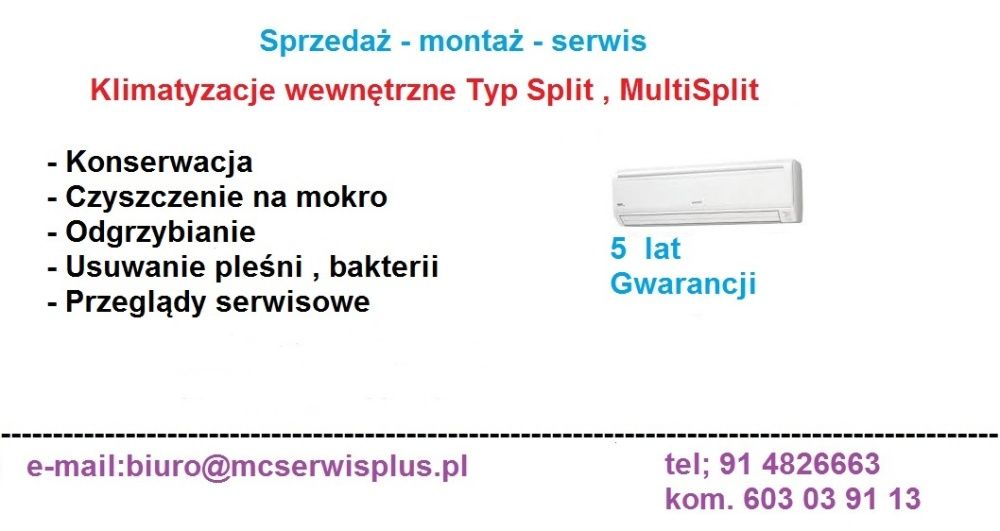 Klimatyzacje- sprzedaz/ szybkie termin montażu