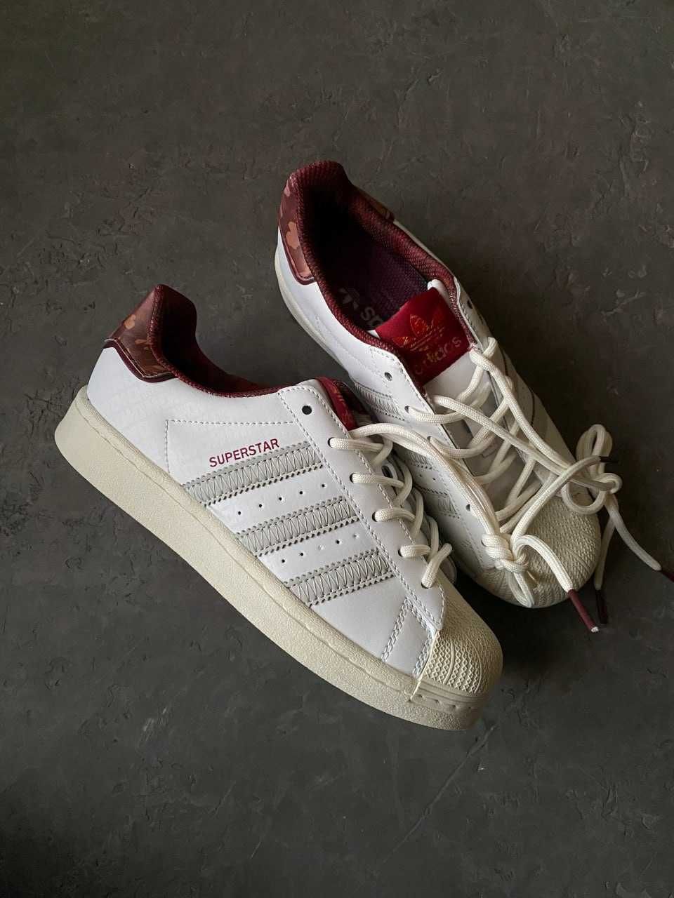 Женские кроссовки Adidas Superstar White Red 36-41 Новинка Осени!