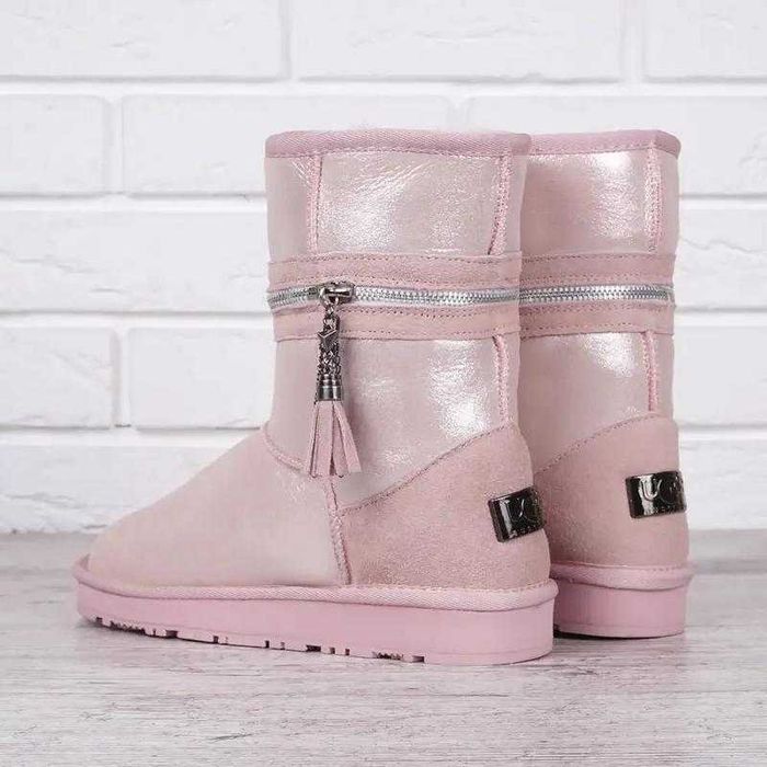 Уггі жіночі шкіряні на овчині Ugg Australia рожеві з напиленням 36-41р