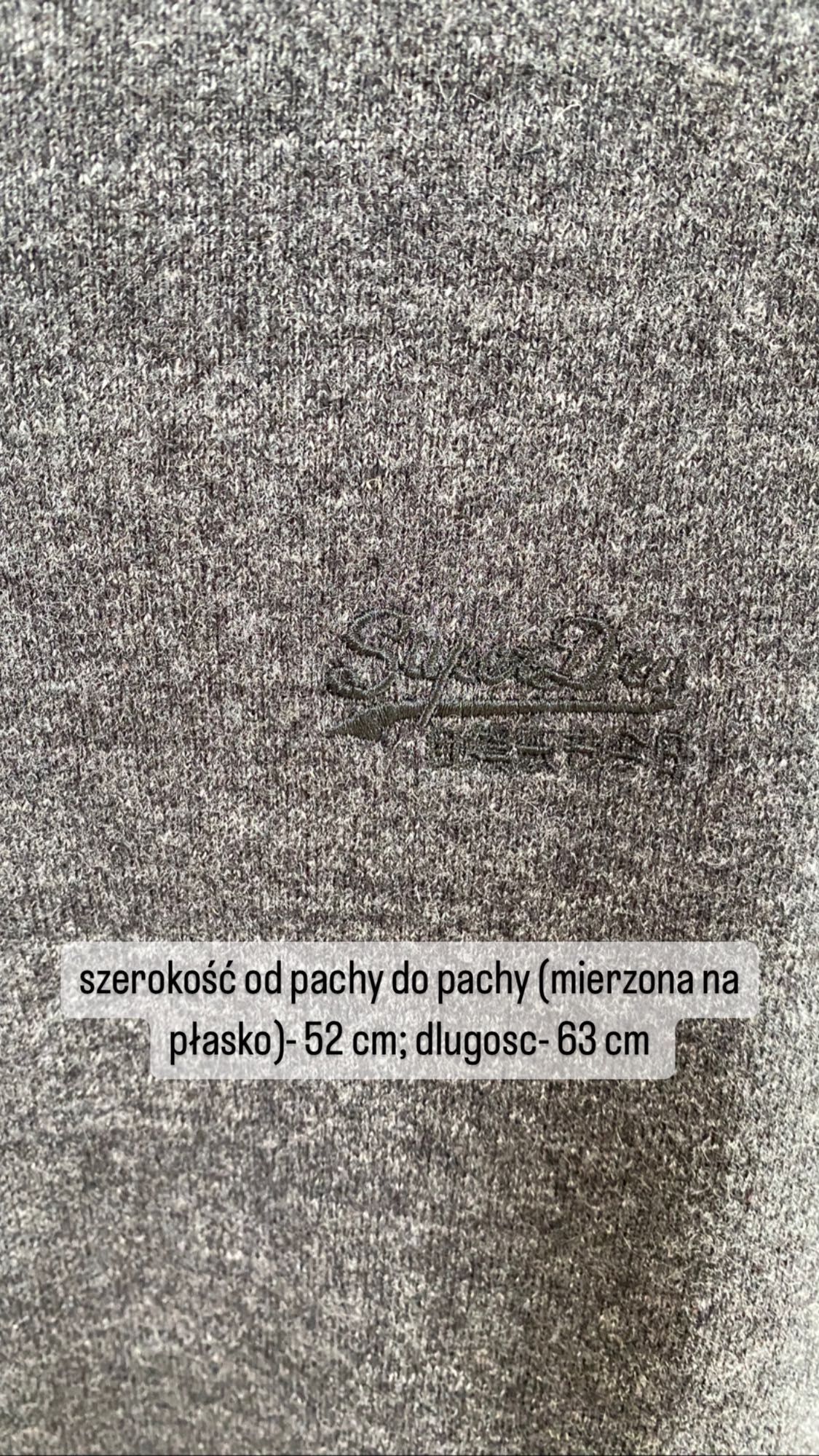 Sweter męski szary Superdry M okrągły dekolt kaszmir bawełna