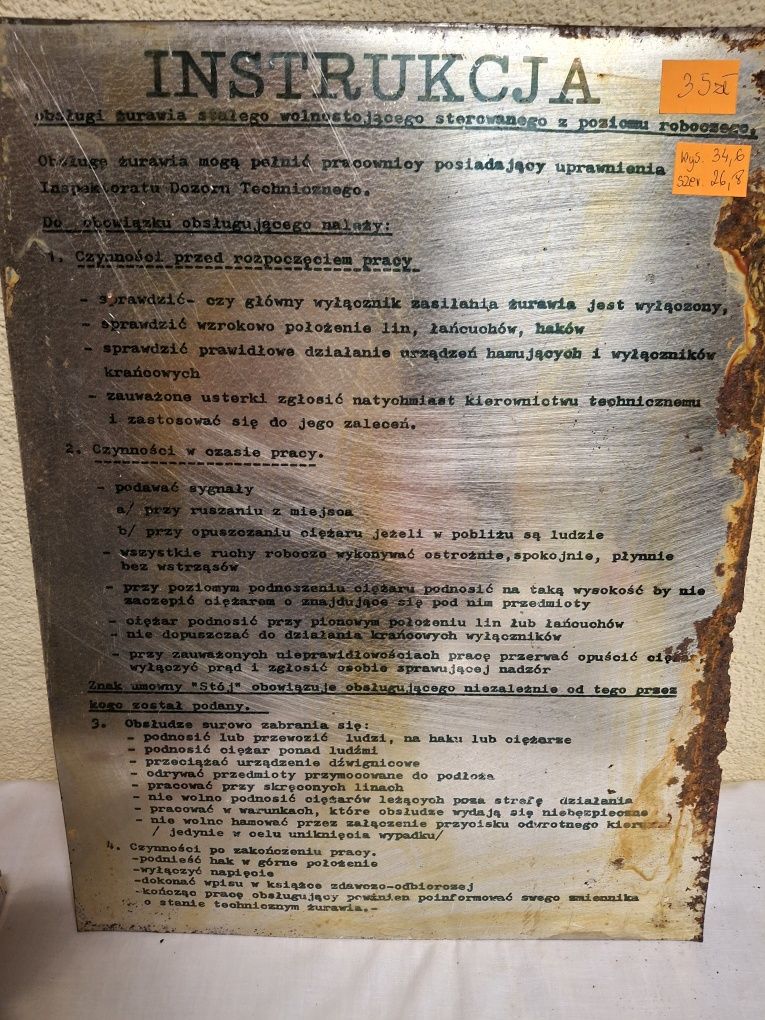 PRL ciekawostka blaszana obsługa żurawia