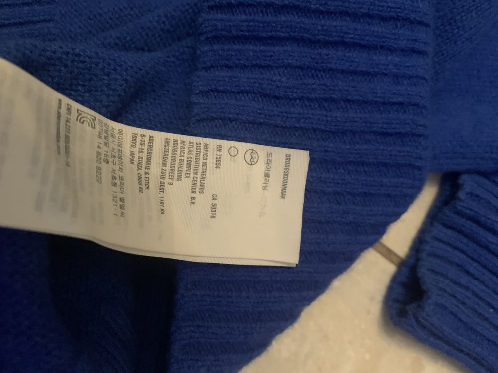 A&F Abercrombie niebieski męski sweter r. M/L , logowany 100% wełna