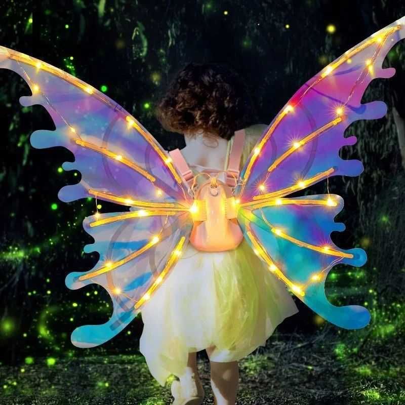 Світлодіодні музичні дитячі крила фєї рухаються зі світлом 78 см