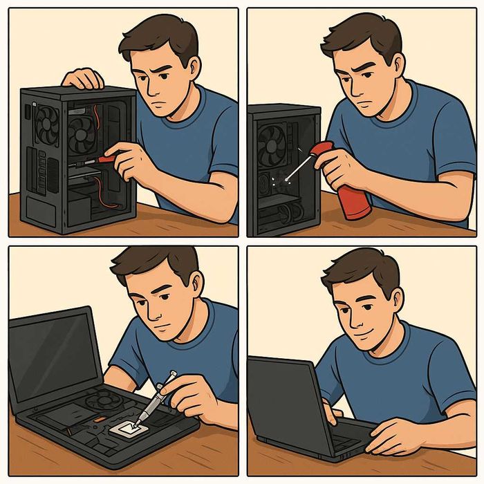 Обслуживание чистка ПК Ноутбука замена термопасты / установка Windows