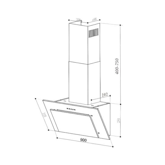 Okap kuchenny Athena 90 cm, 300 m3/h, stal szlachetna