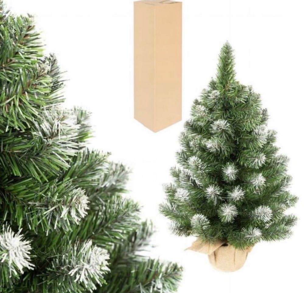 CHOINKA SZTUCZNA mała juta 50 cm drzewko świąteczne ośnieżona