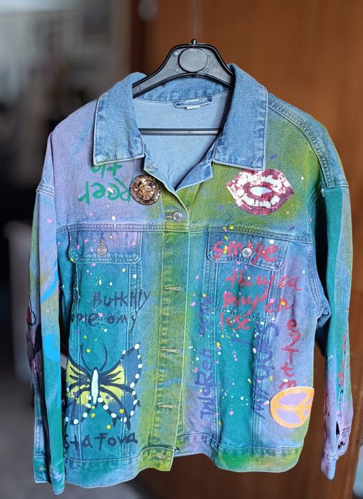 Casaco de ganga todo estampado