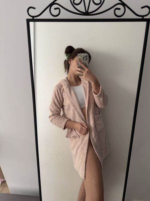 Szlafrok pudrowy róż serca primark