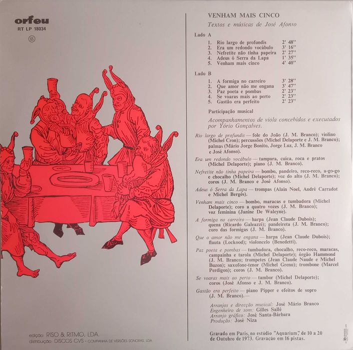 José Afonso	- - - - -		Venham Mais Cinco	- - - - -	LP