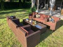 (G) Nicea XXL zestaw technorattan brąz sofa 4xfotel ława