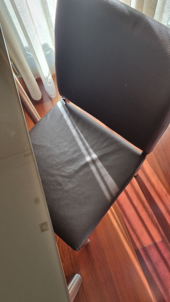 Mesa inox tampo vidro castanho - com ou sem cadeiras