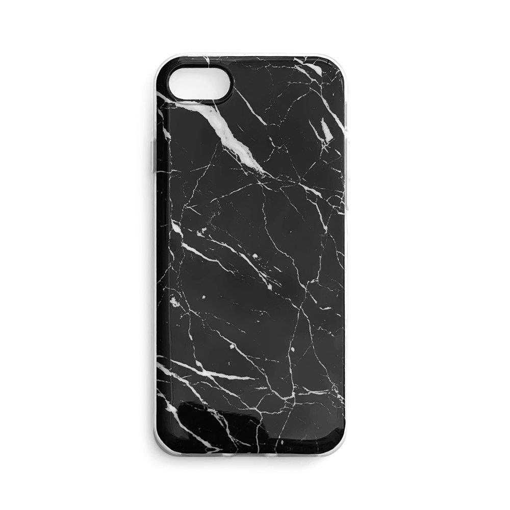 Żelowe etui pokrowiec marmur iPhone 8 Plus czarny + szkło