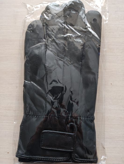 Шкіряні чоловічі перчатки на флісі