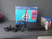 PS4 Slim 1 TB + 2 kontrolery + 5 gier