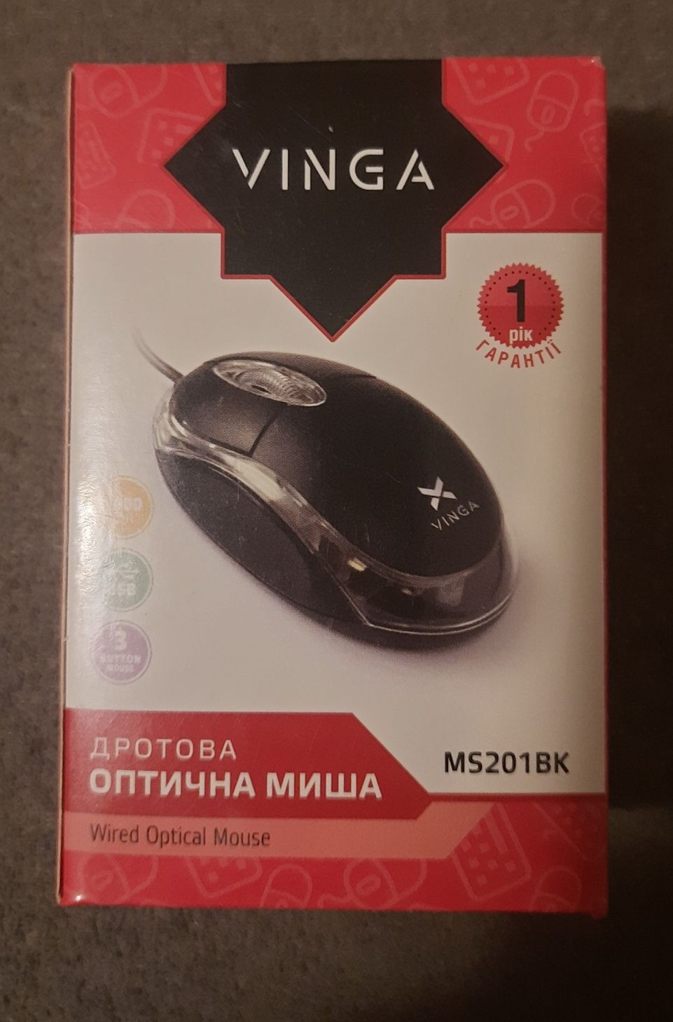 Миша комп'ютерна Vinga MS201BK