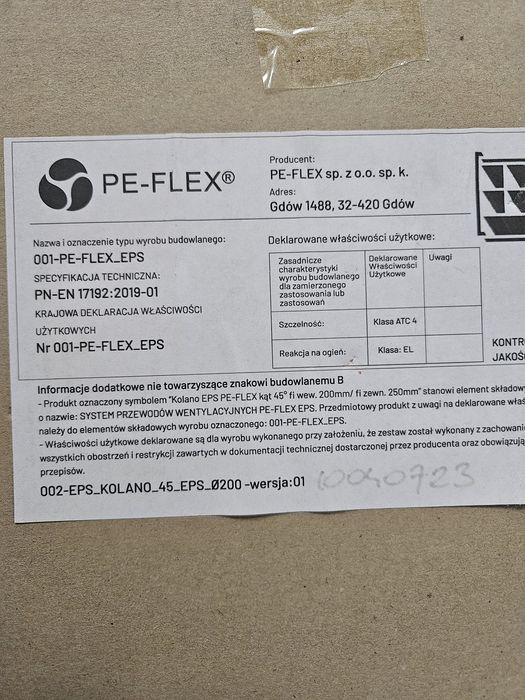 Rury wentylacyjne Kolana  EPS PEFLEX