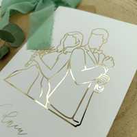 Złocona kartka na chrzest komunię roczek ślub