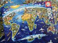 Puzzle Educa World Ladmarks Globe 2000