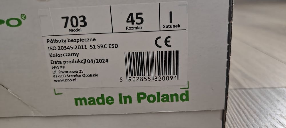 Buty robocze PPO model 703 r45 - NOWE