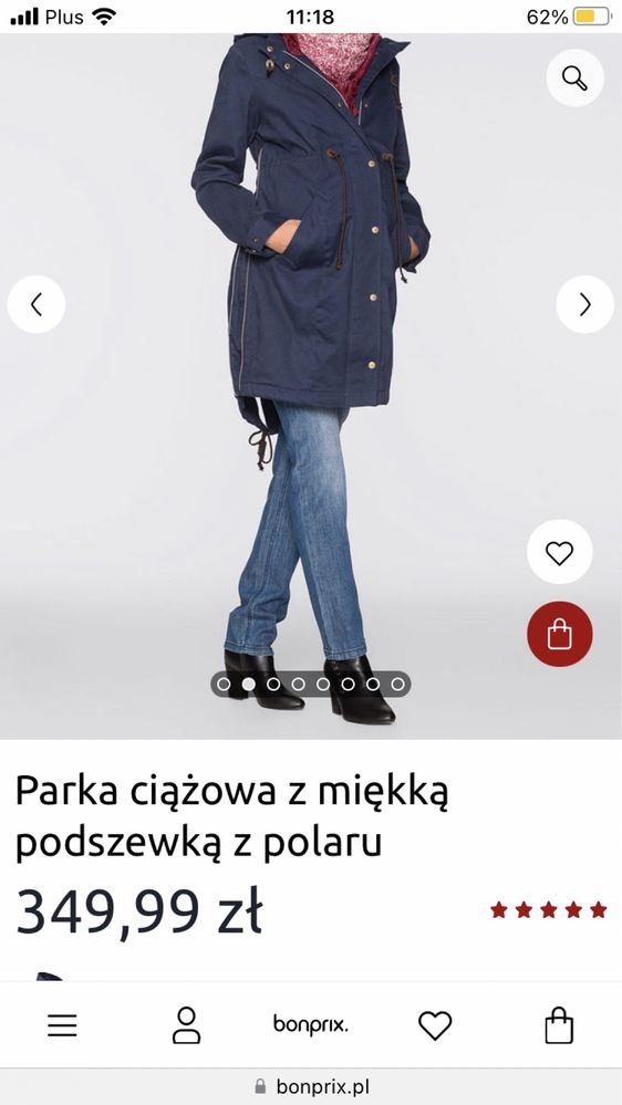 Kurtka (Parka) ciążowa z miękką podszewką z polaru