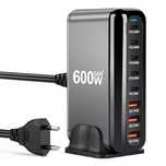 ŁADOWARKA USB C 600W 8 Portów GaN3 Szybkie Ładowanie Laptop iPhone