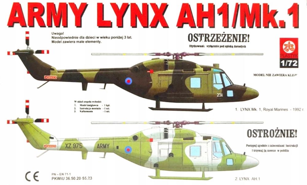 Model do sklejania Plastyk S-020 śmigłowiec Army Lynx AhI/MK.I 1:72