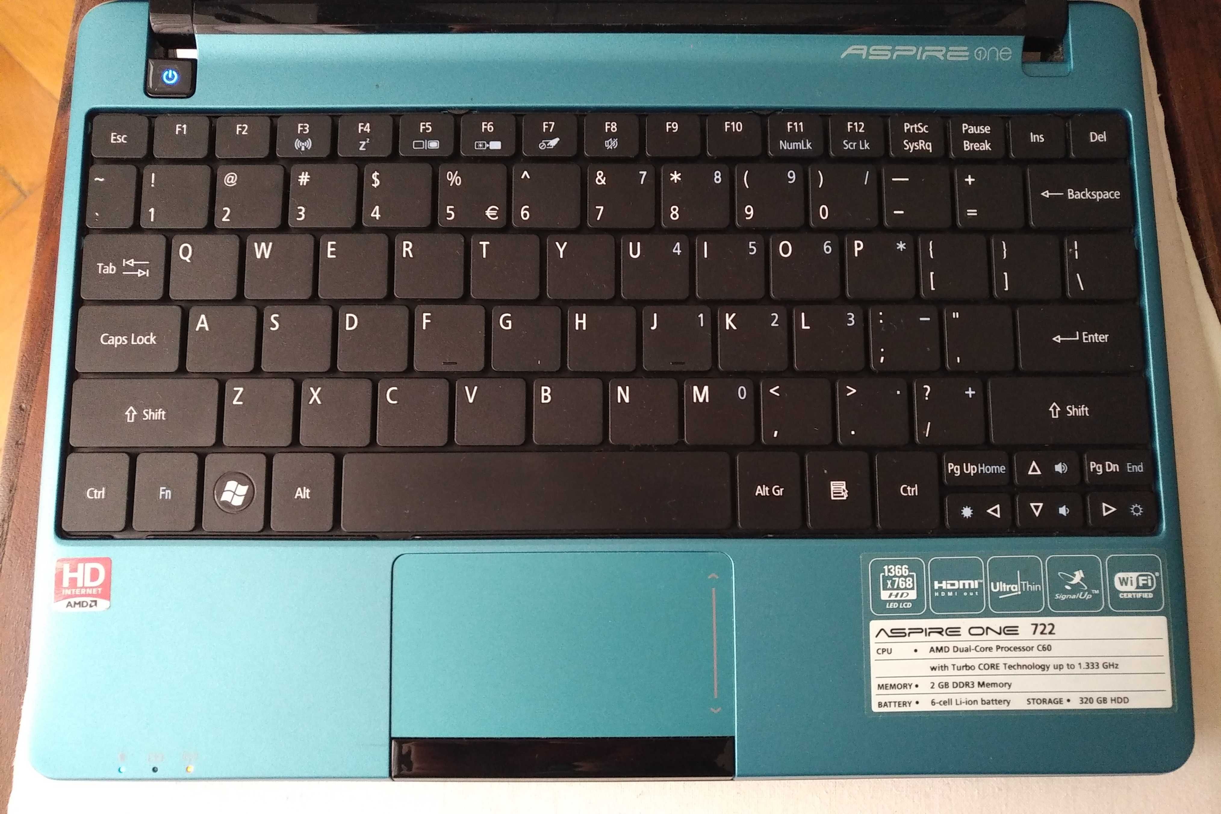 Netbook Acer Aspire One 722 (torba) stan wzorowy