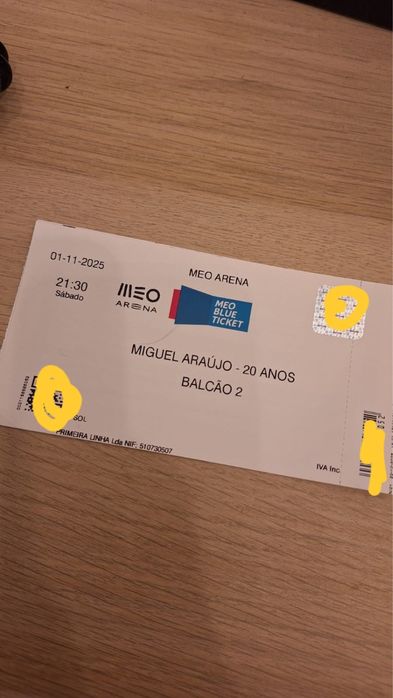 Vendo Bilhetes - Concerto Miguel Araújo (20 Anos)