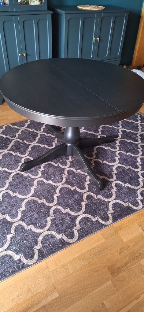 Stół okrągły rozkładany czarny Ikea Ingatorp 4-6 osób 110-155 cm