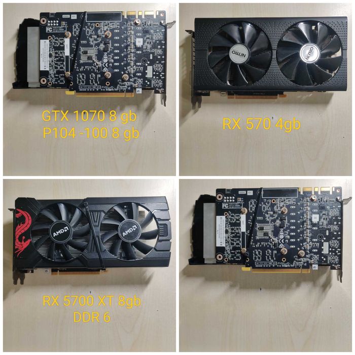 Видеокарта GTX 1070 gbтак же RX 570 4 gb gaming p104