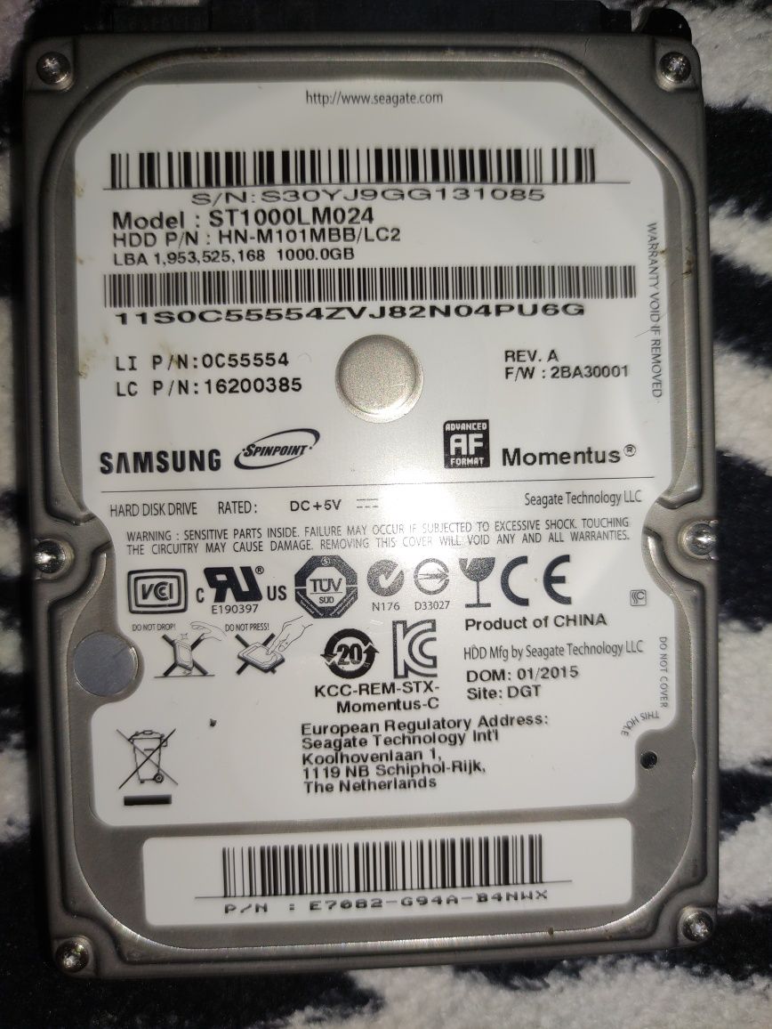 Dysk HDD Samsung 1T ST1000LM024 + łącze USB/SATA