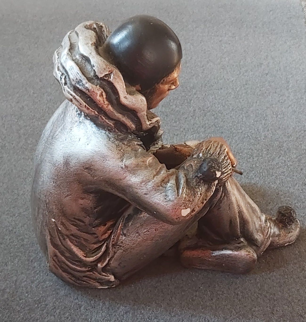 Arlekin Pierrot mężczyzna aktor sztuka figurka rzeźba model srebrny