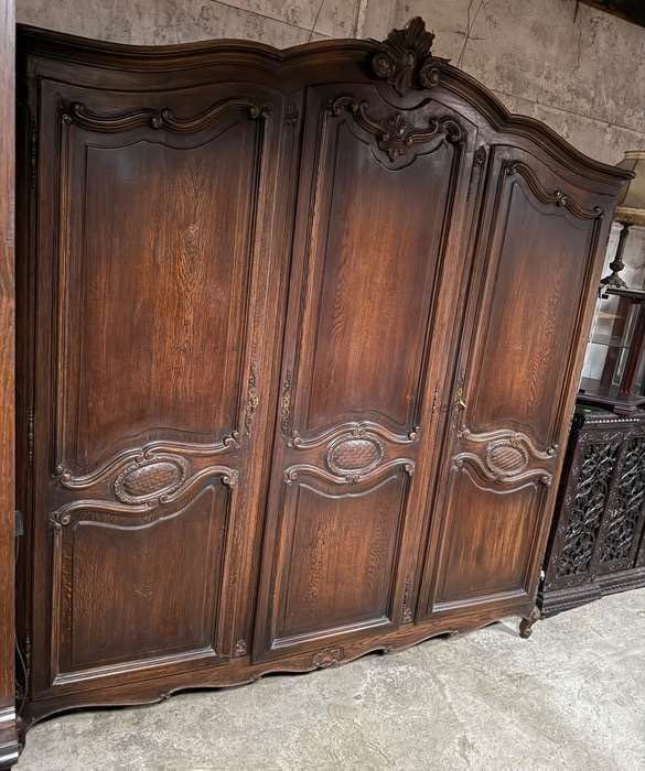 Rzeźbiona dębowa szafa w stylu Ludwika