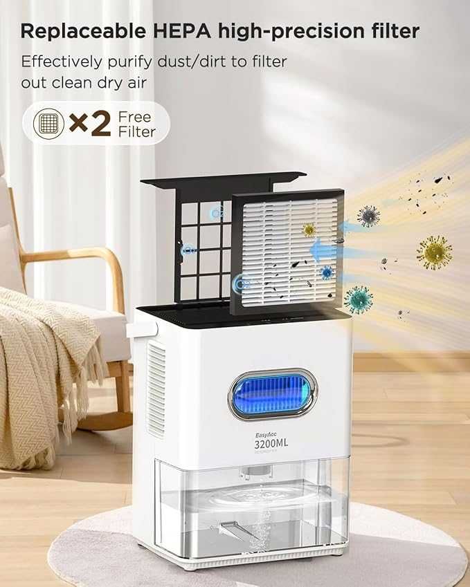 EasyAcc Osuszacze powietrza do domu3200 ml,elektryczny osuszacz cyfrow