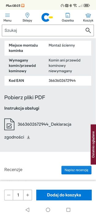 Na sprzedaż Kominek elektryczny