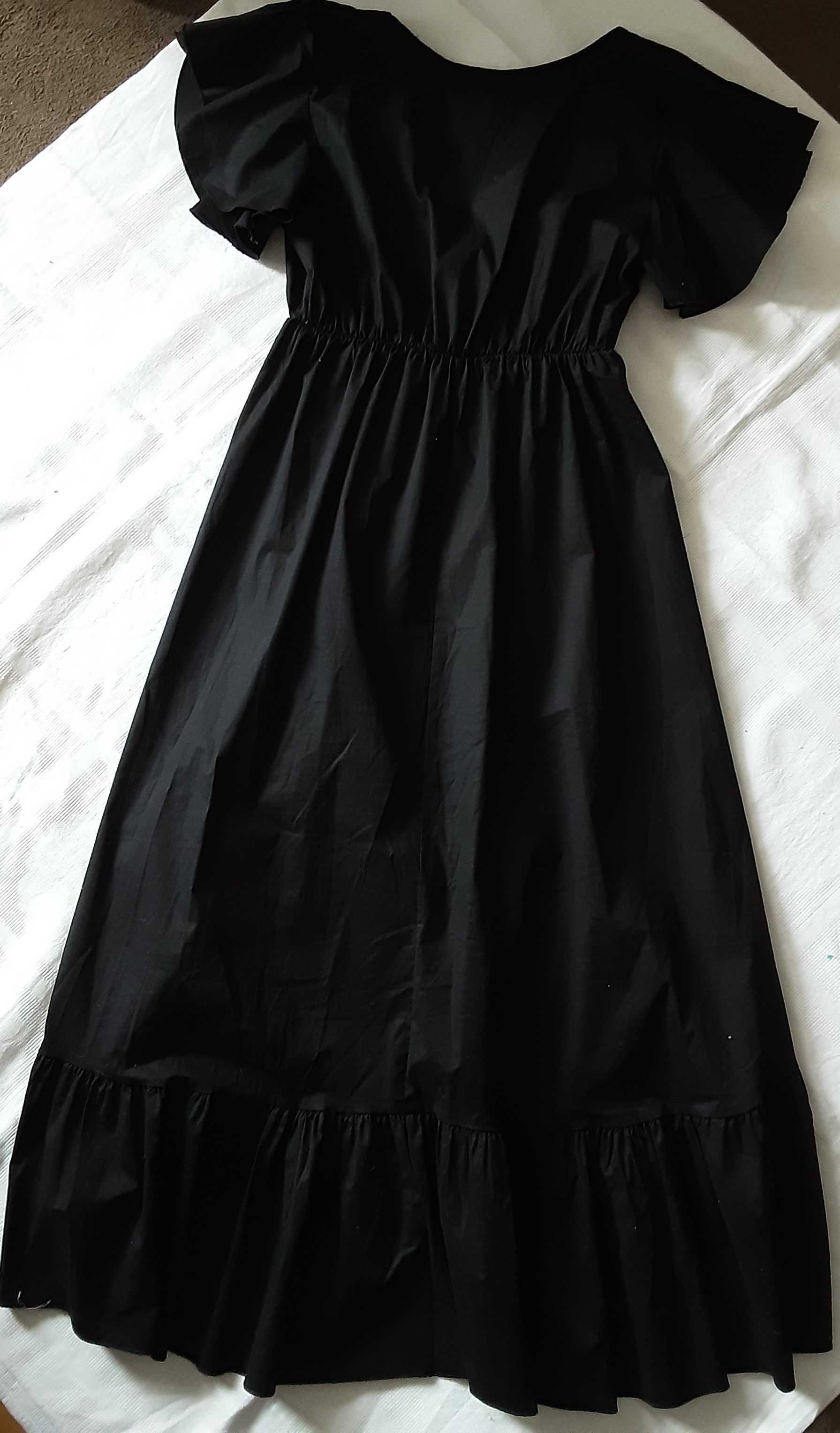 M L 38 40 sukienka czarna asymetryczna Blu Royal NOWA