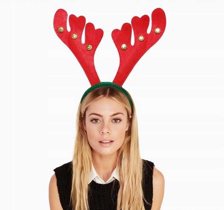 ROGI RENIFERA Opaska Na Głowę Z DZWONECZKAMI Świąteczna Mikołaj Rudolf