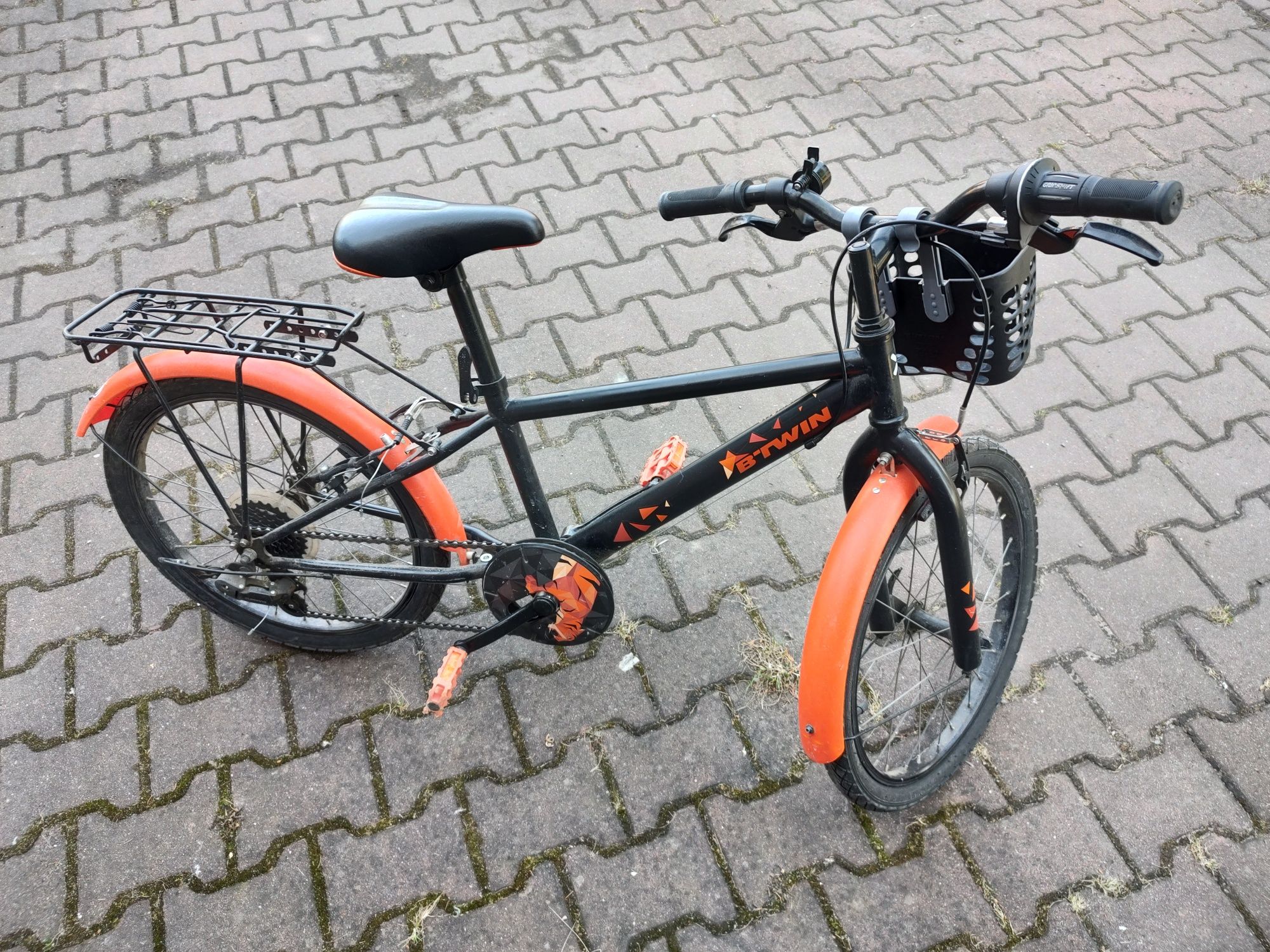 Rower BTWIN B-TWIN Decathlon 20" czarno pomarańczowy